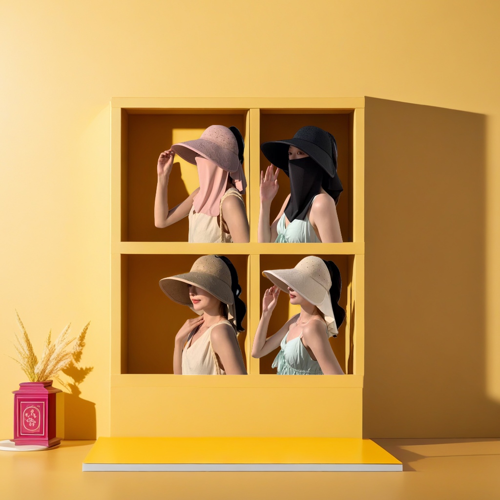 Women's sun protection hat, breathable, sunshade, wide-brimmed UV protection hat for spring and summer details Picture