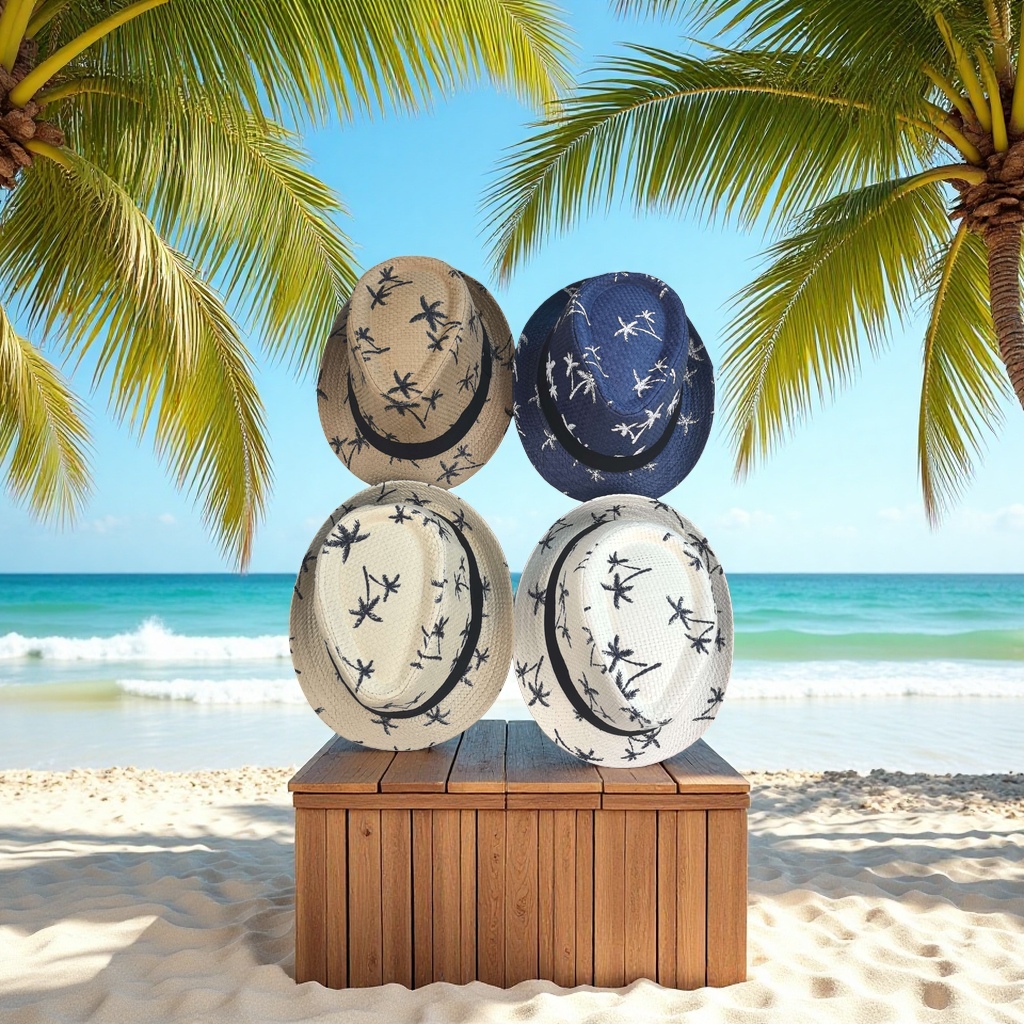 纸草椰树礼帽 夏日度假风情装饰帽