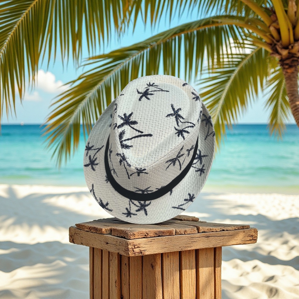 纸草椰树礼帽细节图