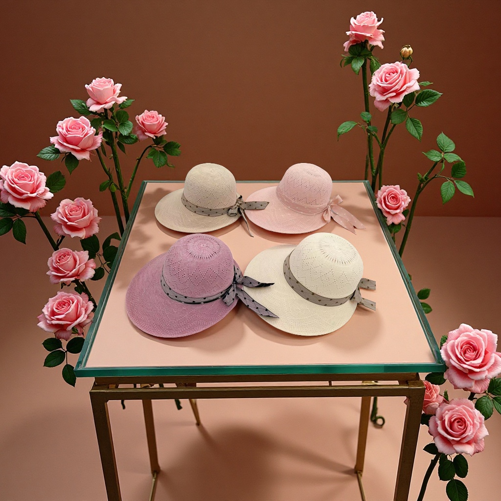 Women's wide-brimmed, sun-protective, breathable and casual vacation hat with a straw hat