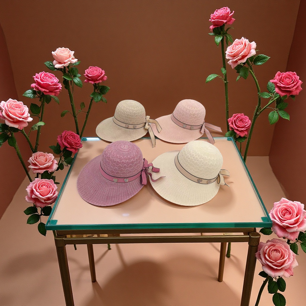 Women's wide-brimmed, sun-protective, breathable and casual vacation hat with a straw hat Item Picture