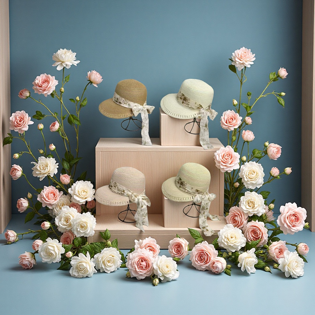 Ladies' straw hat, sun hat, summer breathable and fashionable sun protection hat, Korean style simple style Application Scenario