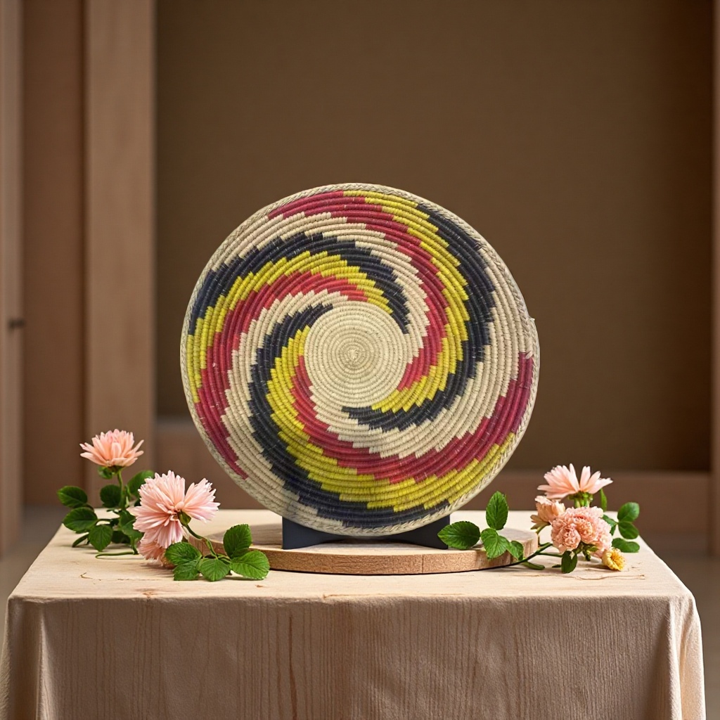 Hand-woven plates, decorative items, artistic home accessories, storage baskets, simple Nordic style details Picture