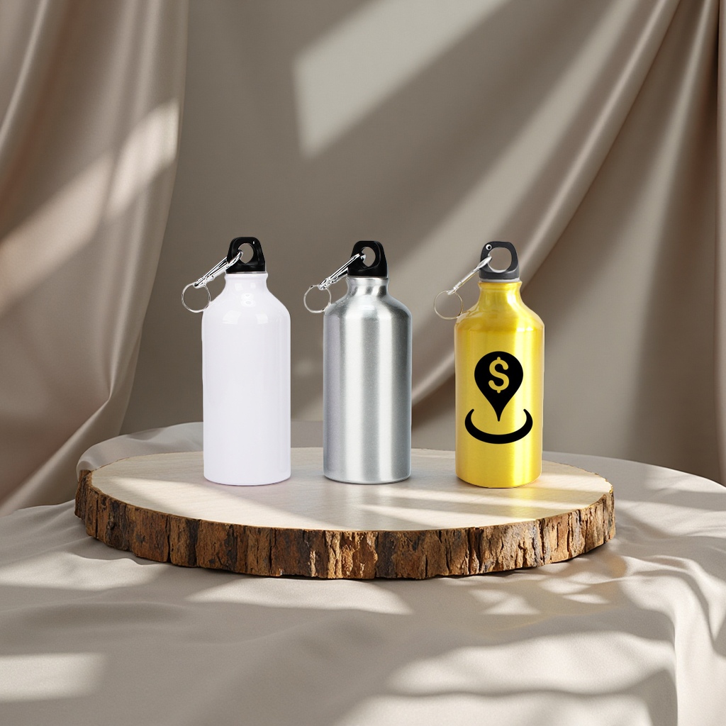 Heat transfer sports outdoor water bottle, blank sublimation coating aluminum water bottle, diy advertising cup wholesale, silver white gold