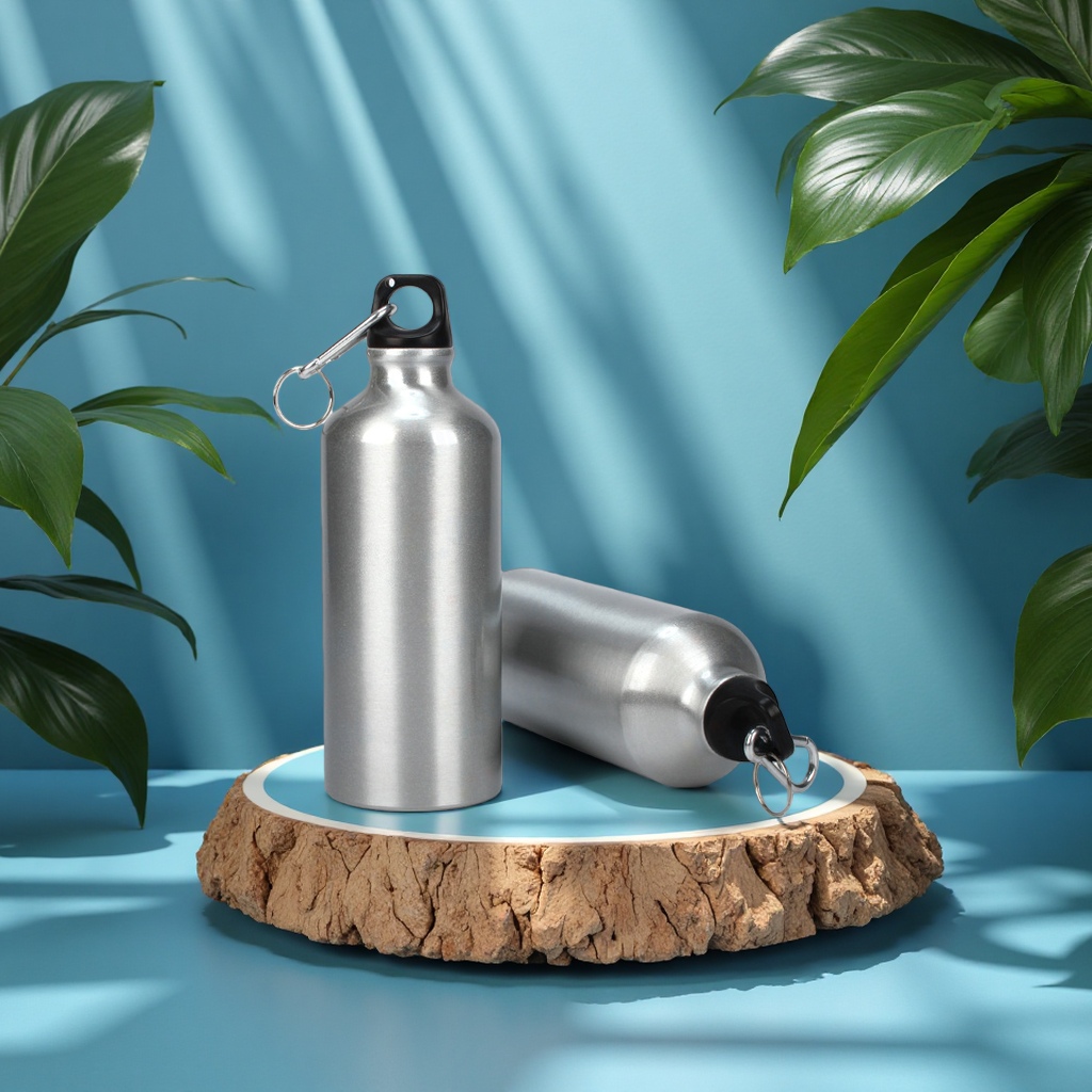 Heat transfer sports outdoor water bottle, blank sublimation coating aluminum water bottle, diy advertising cup wholesale, silver white gold details Picture