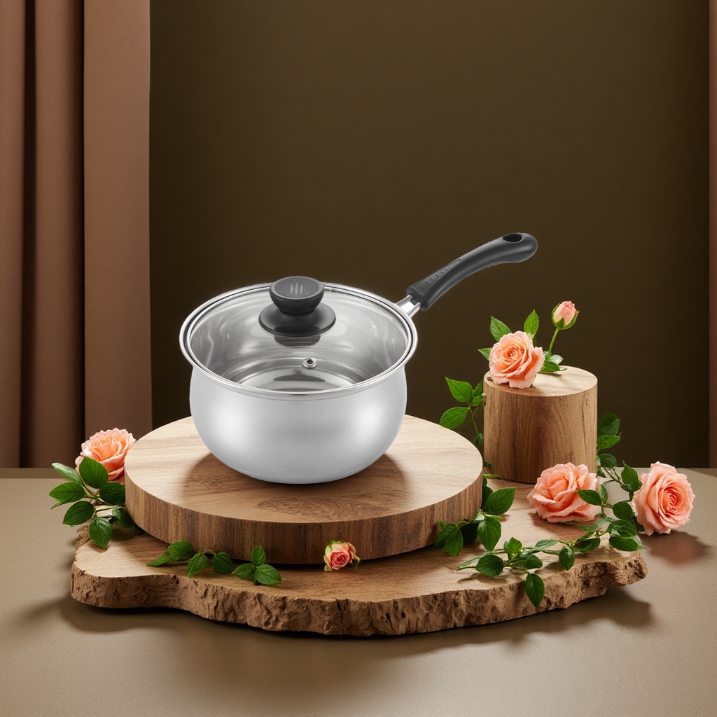 乐氏韩式304不锈钢复底奶锅16cm18cm小汤锅礼品超市日用百货