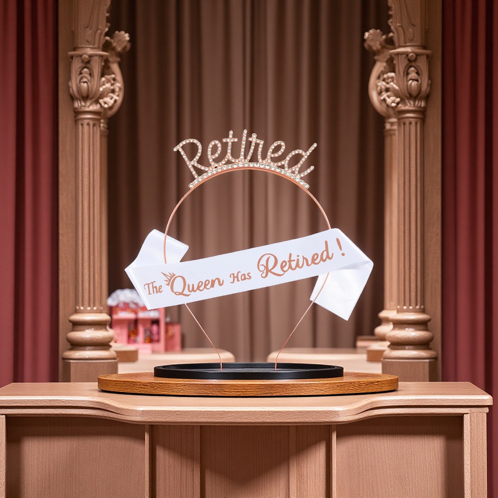 欧美新款退休派对2件套女王葱粉合金发箍肩带套装礼仪带饰品皇冠