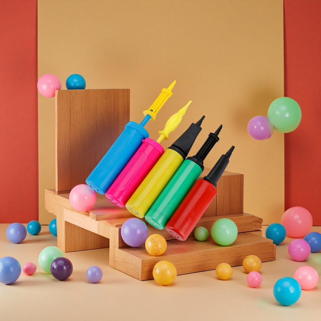 便携式迷你魔术气球打气筒双向推拉塑料充气筒办公气氛布置用品白底实物图