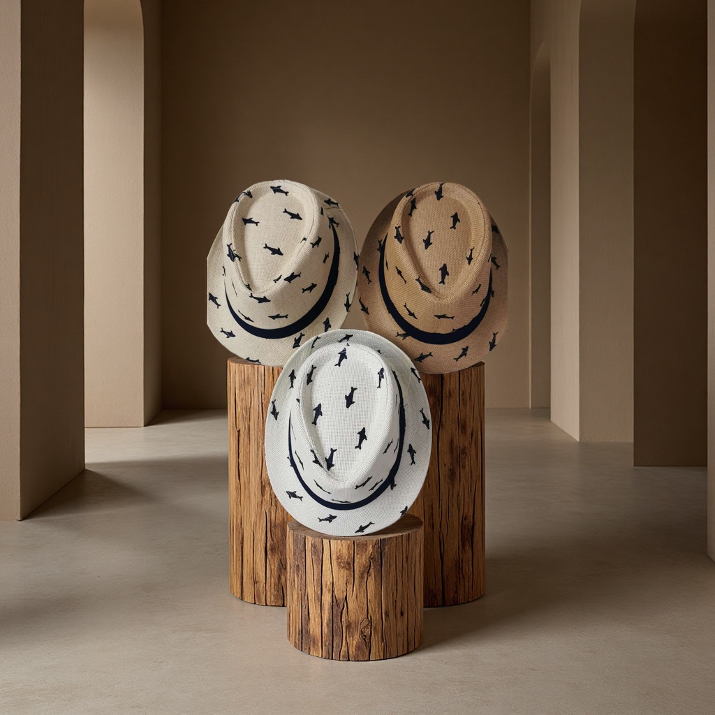 加密草印花礼帽设计感遮阳帽夏季通勤时尚百搭帽子