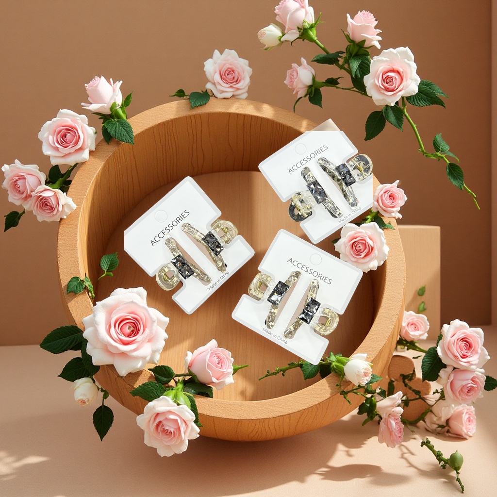 时尚头饰小抓夹对装 优雅百搭发夹潮流装饰发饰白底实物图