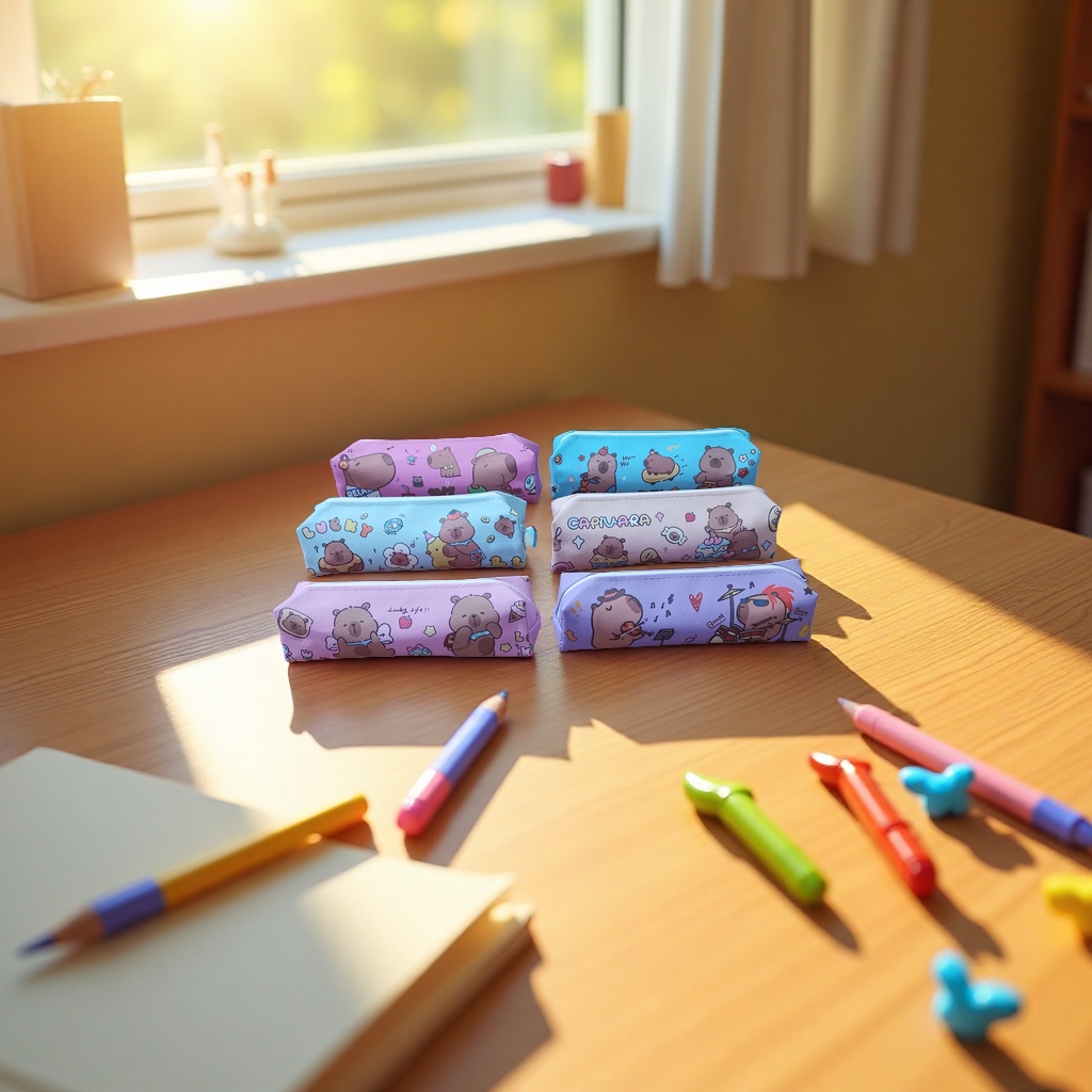 小学生卡通可爱笔袋大容量可调节肩带文具收纳包