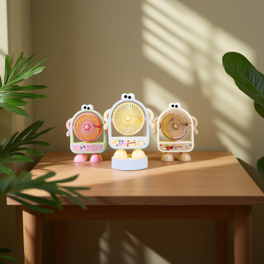 8333C cartoon mini fan portátil recargable adorable pequeño ventilador verano cooling artefact Specification image
