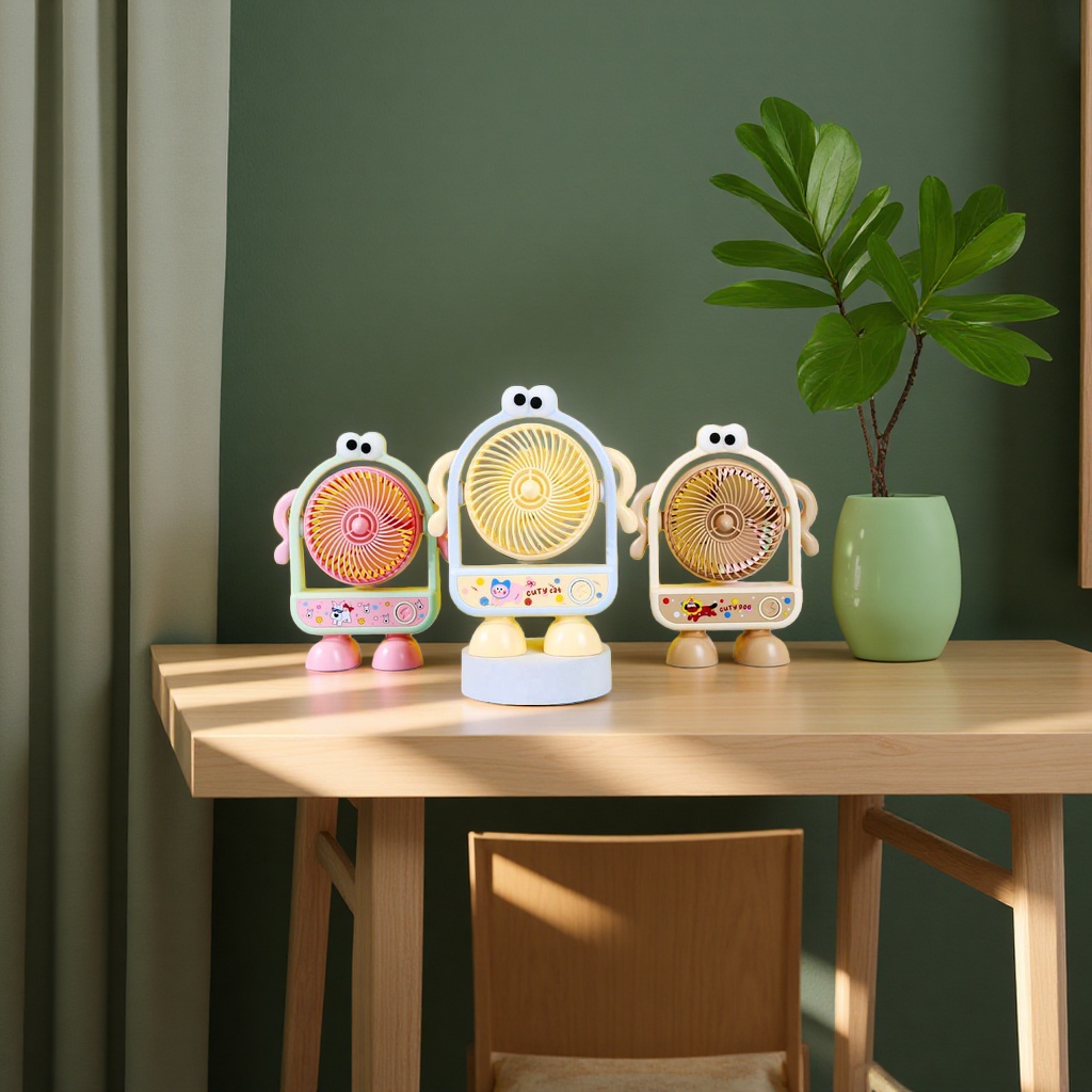 8333C卡通迷你风扇便携充电式可爱小风扇夏日降温神器