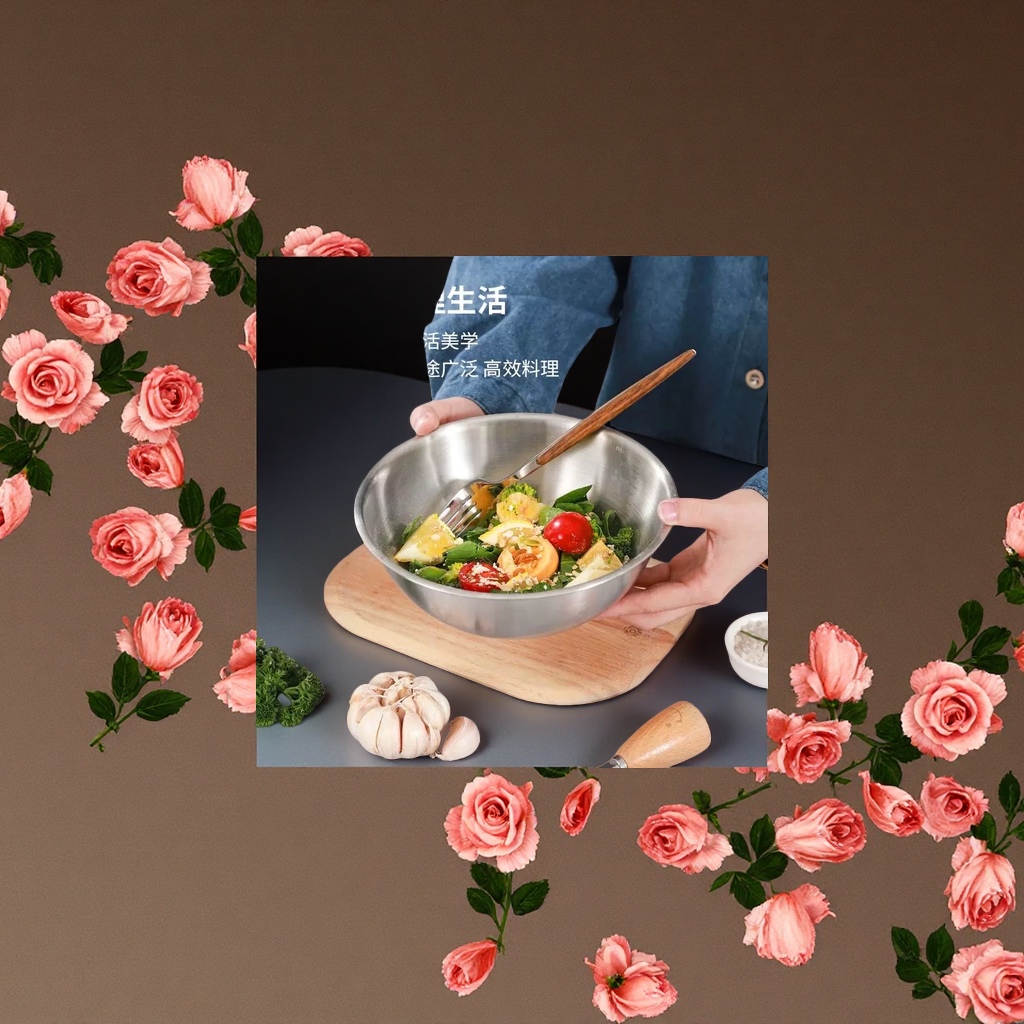 Korean-style single-layer salad bowls, cold noodle bowls, cooking bowls and washbasins with rolled edges, 15cm, 20cm, 25cm, 28cm Specification image