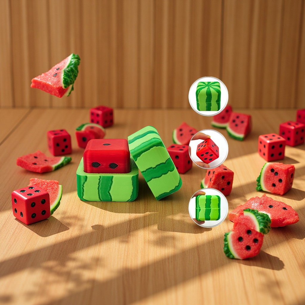 New cross-border watermelon dice, creative and cute fruit dice game props, board game dice pieces details Picture