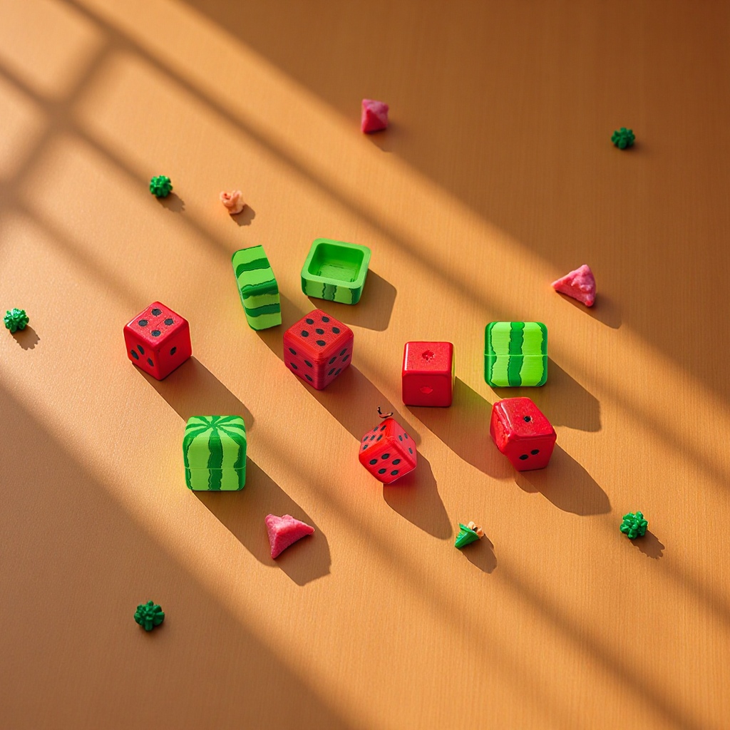 New cross-border watermelon dice, creative and cute fruit dice game props, board game dice pieces Specification image