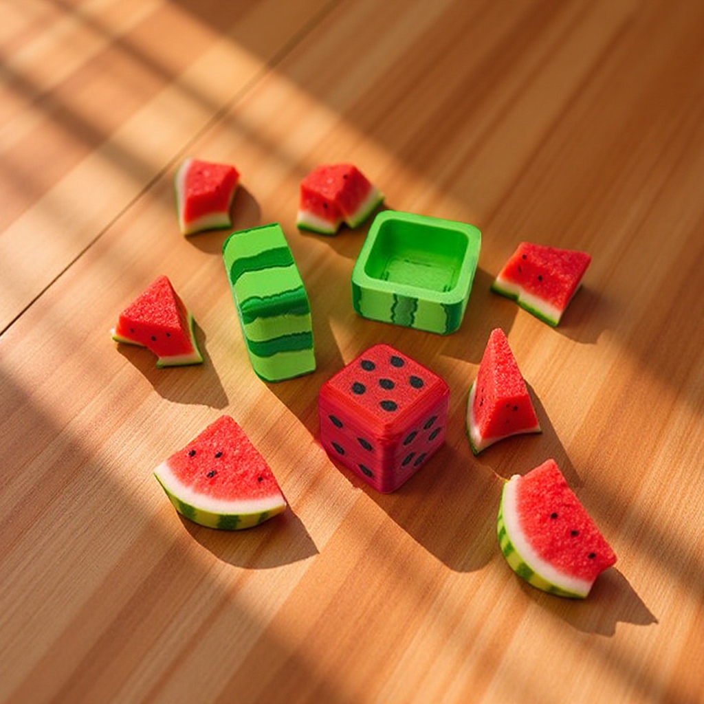 New cross-border watermelon dice, creative and cute fruit dice game props, board game dice pieces Application Scenario