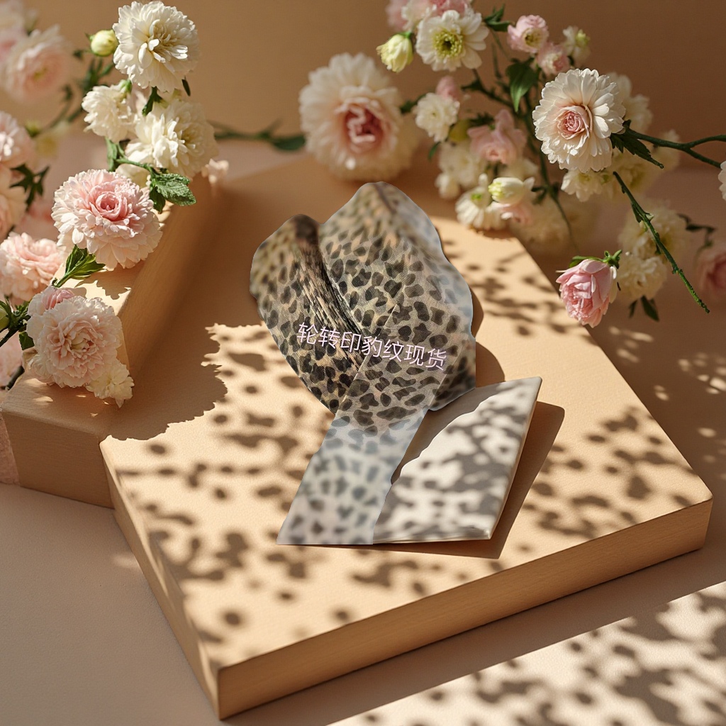 豹纹纱带飘逸女式发饰发圈时尚装饰头饰美妆配件