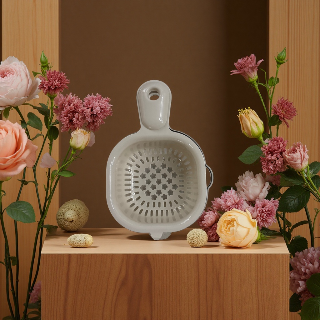 The handle draining basket is a special kitchen vegetable washing basket for draining and drying vegetables and fruits Application Scenario