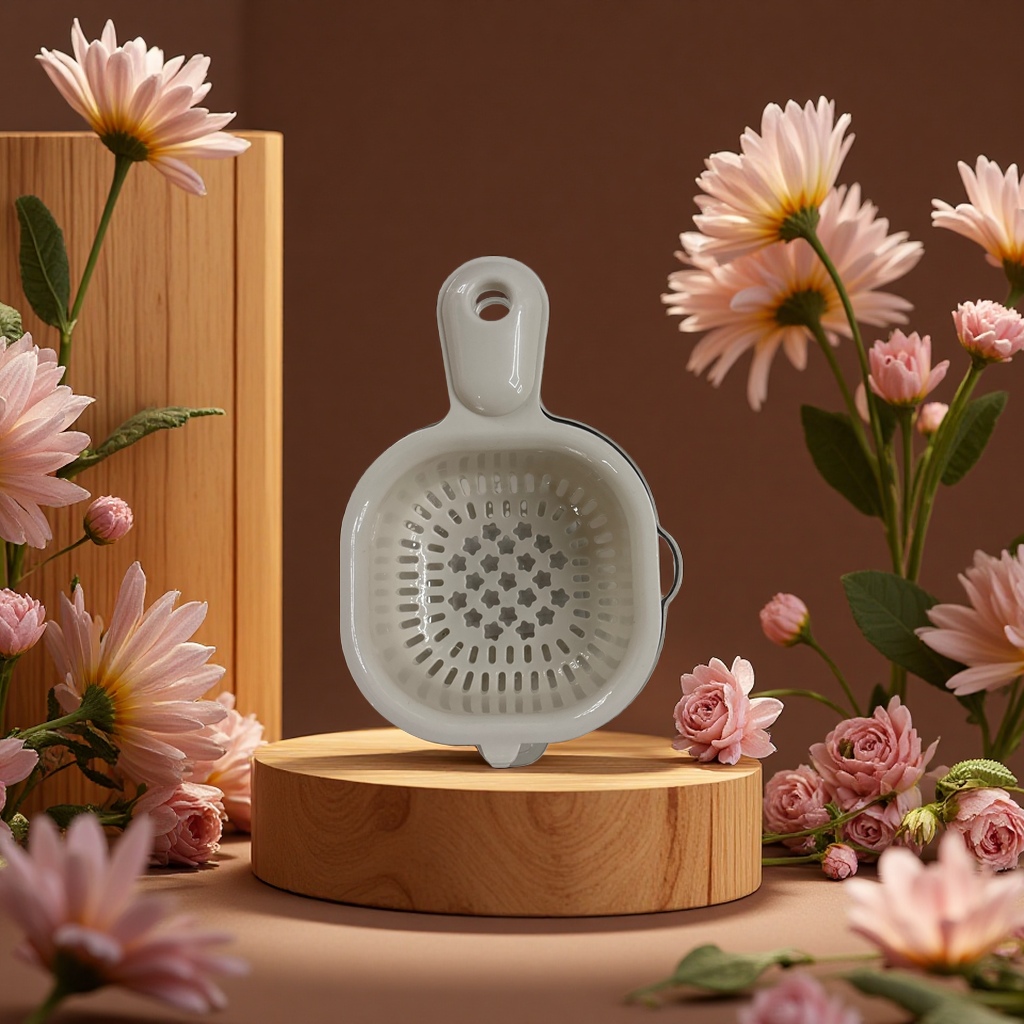 The handle draining basket is a special kitchen vegetable washing basket for draining and drying vegetables and fruits Specification image