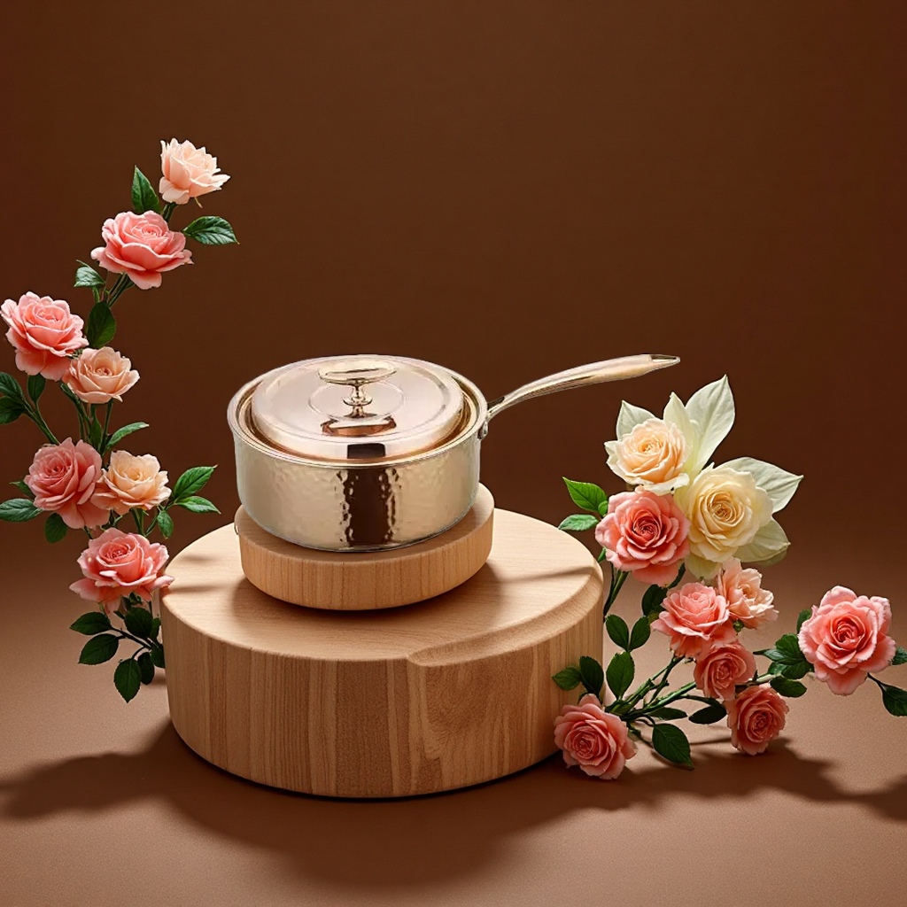 304不锈钢金色锤纹雪平锅16cm18cm20cm22cm单柄奶锅小汤锅