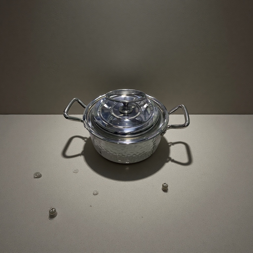 2026 New model extra-thick 304 stainless steel soup pot, commercial food-grade three-layer steel hammer-textured hot pot pot, tall model with gold plating in natural color details Picture