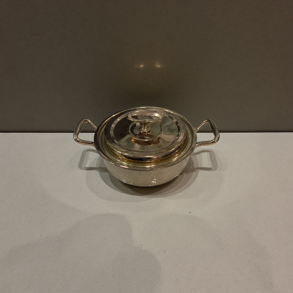 2026新款特厚304不锈钢汤锅商用食品级三层钢锤纹火锅锅高款镀金本色