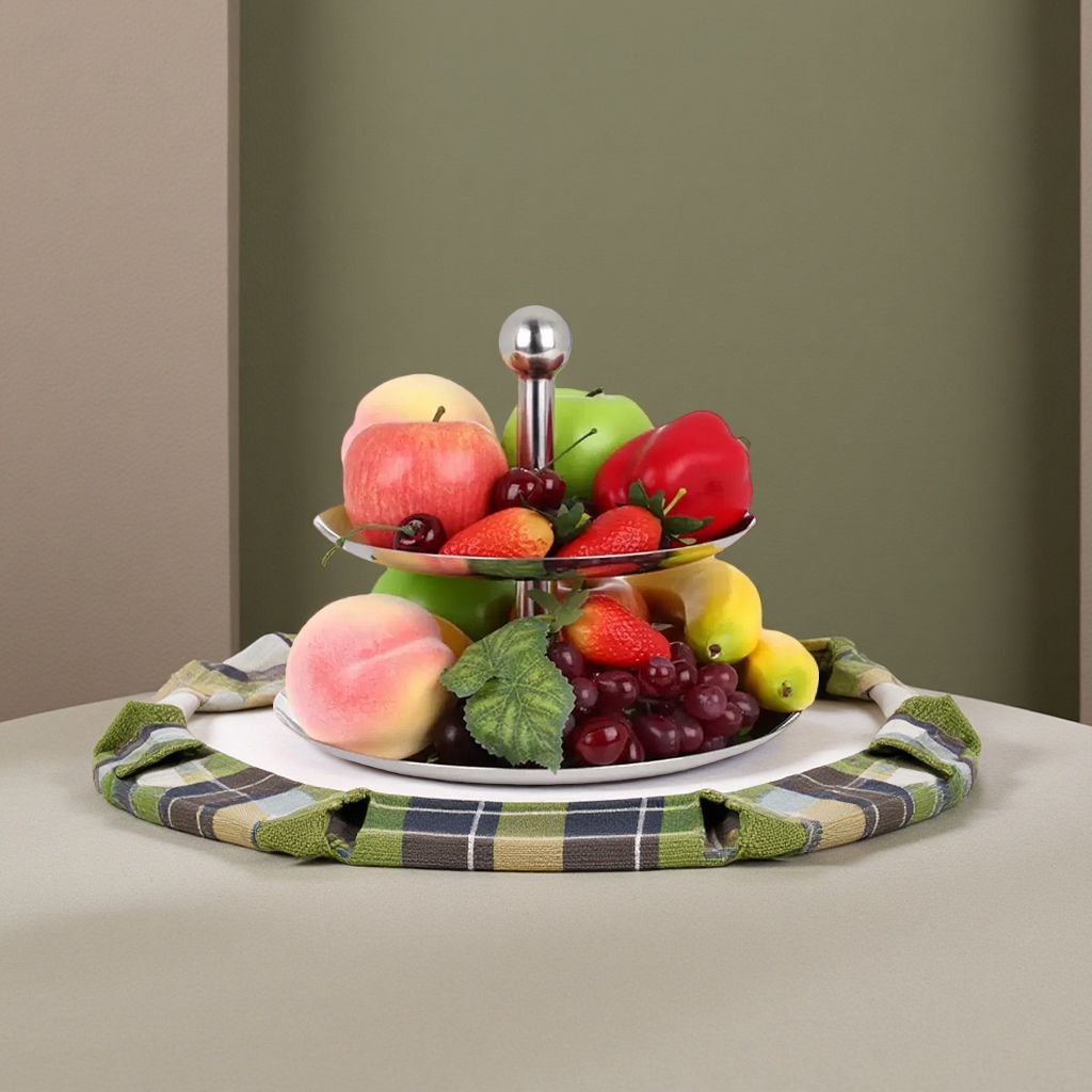 European-style stainless steel creative fruit plate, cake plate with column, afternoon tea snack stand, single-layer, double-layer, three-layer Application Scenario