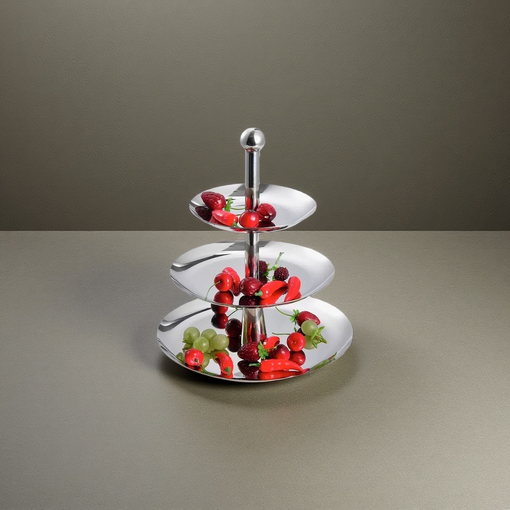 European-style stainless steel creative fruit plate, cake plate with column, afternoon tea snack stand, single-layer, double-layer, three-layer Item Picture