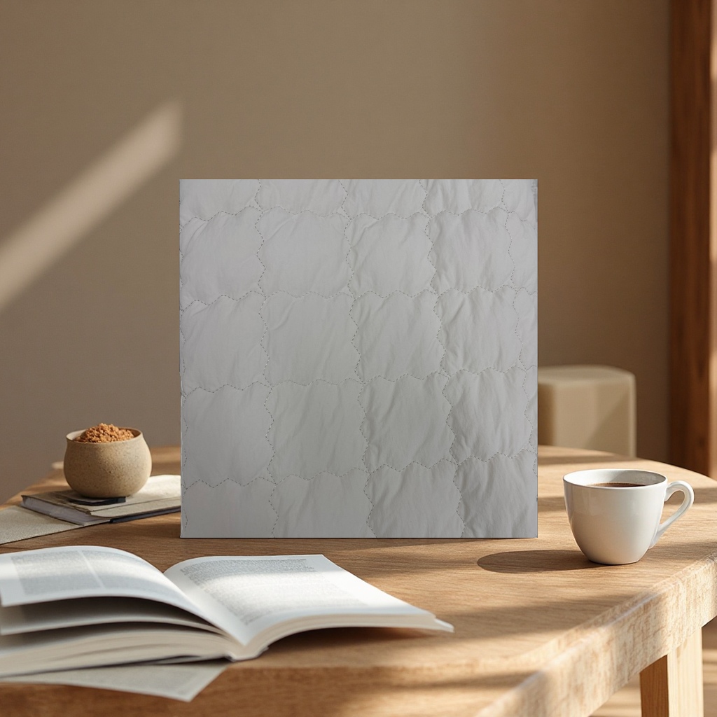 A fashionable and warm quilted fabric with a thick core for home use in winter