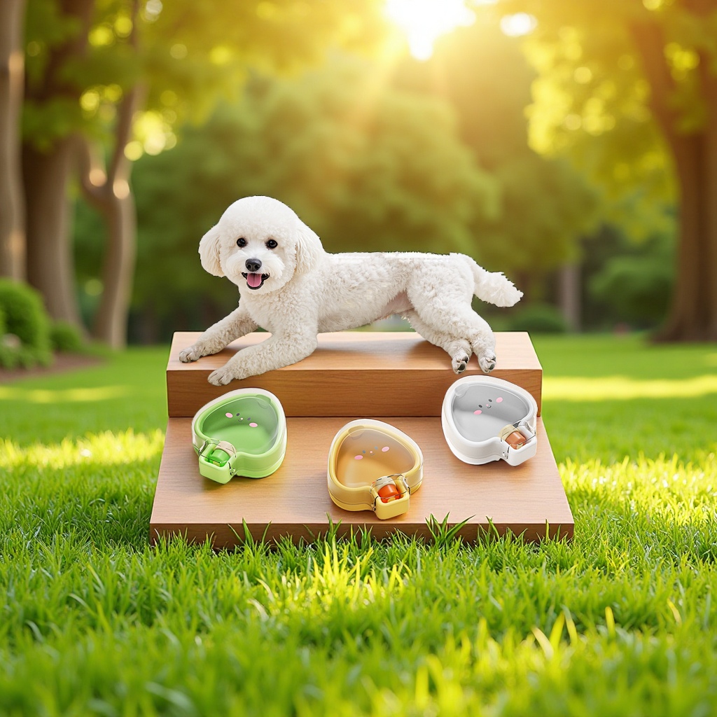 Heart-shaped portable outdoor folding water bottle, dog automatic water dispenser, pet portable water and food blanket Application Scenario