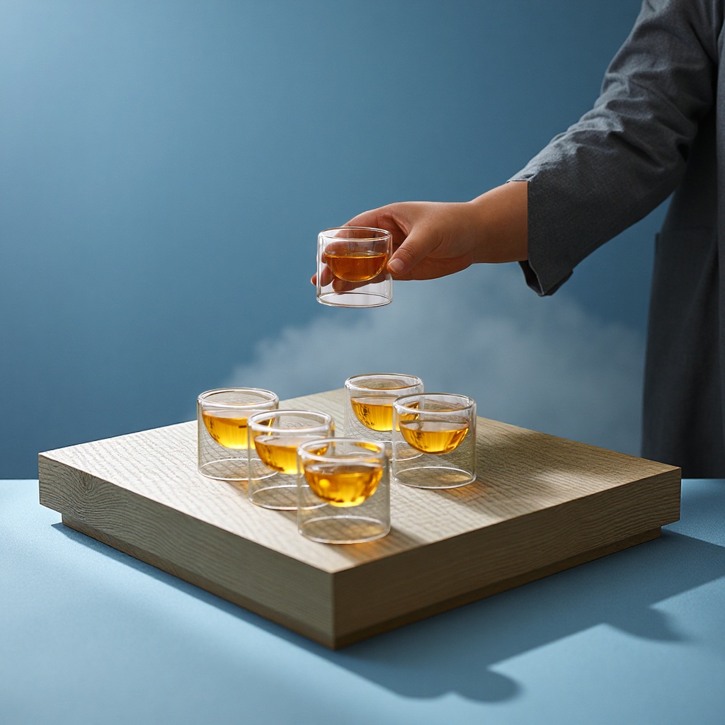 双层透明玻璃杯小茶杯隔热迷你创意品茗杯日式厂家供应