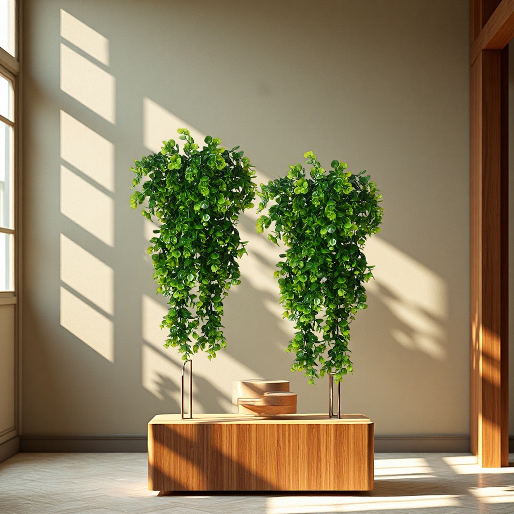 跨境人造藤条尤加利壁挂仿真绿植家居户外装饰花假悬挂植物藤蔓