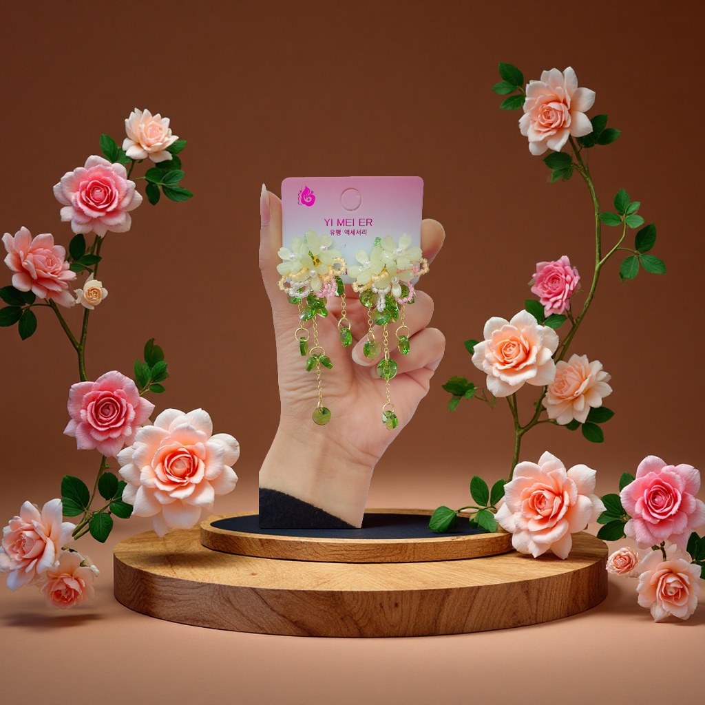 仙仙款手工编花流苏耳环简约时尚设计感耳饰