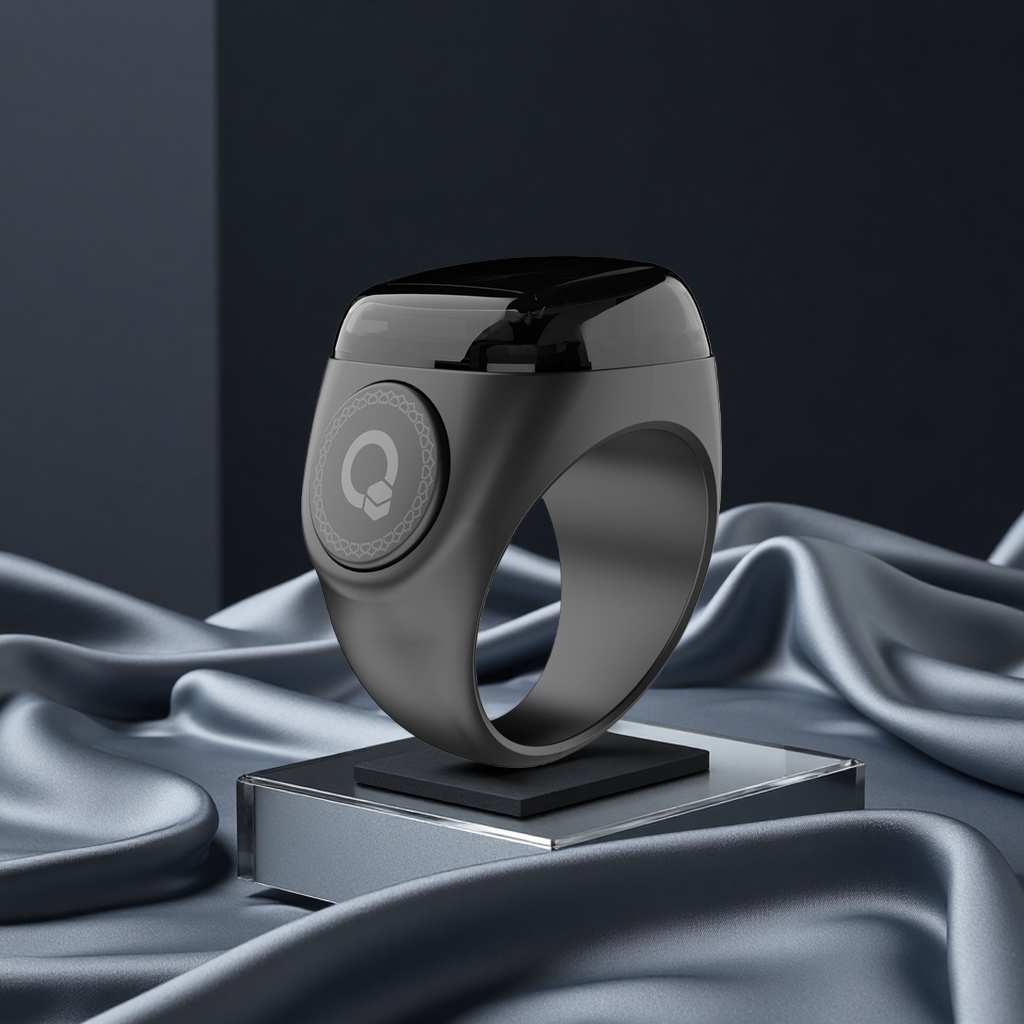 智能戒指蓝牙连接手机app闹铃提醒电子计数器黑色blackN01#断码屏