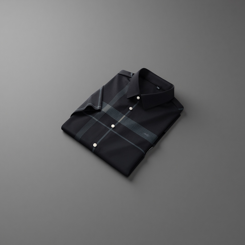 Men's seamless high-elasticity checked short-sleeved shirt is breathable, comfortable, sweat-absorbent, figure-hugging and slimming detail image 2