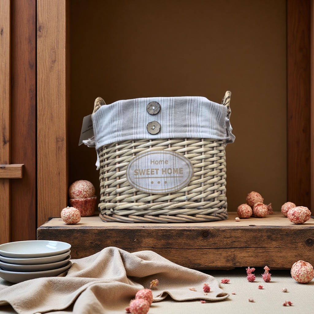 柳编收纳篮藤编筐家居装饰手工编织篮子简约风