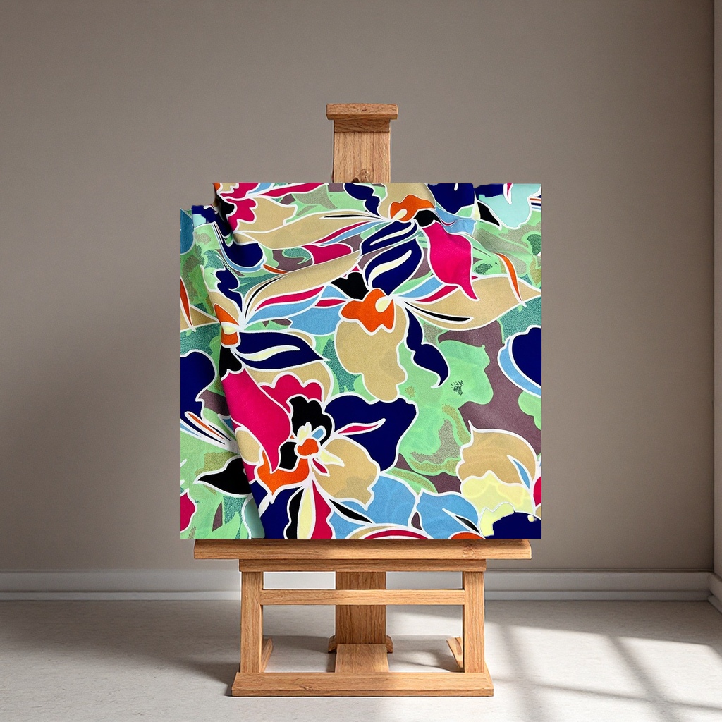 Four-sided springy large flower printed dress, multi-color foreign trade clothing, T-shirt, accessory, bag fabric, tie-dyed printed fabric, clothing display prop, island stand Item Picture