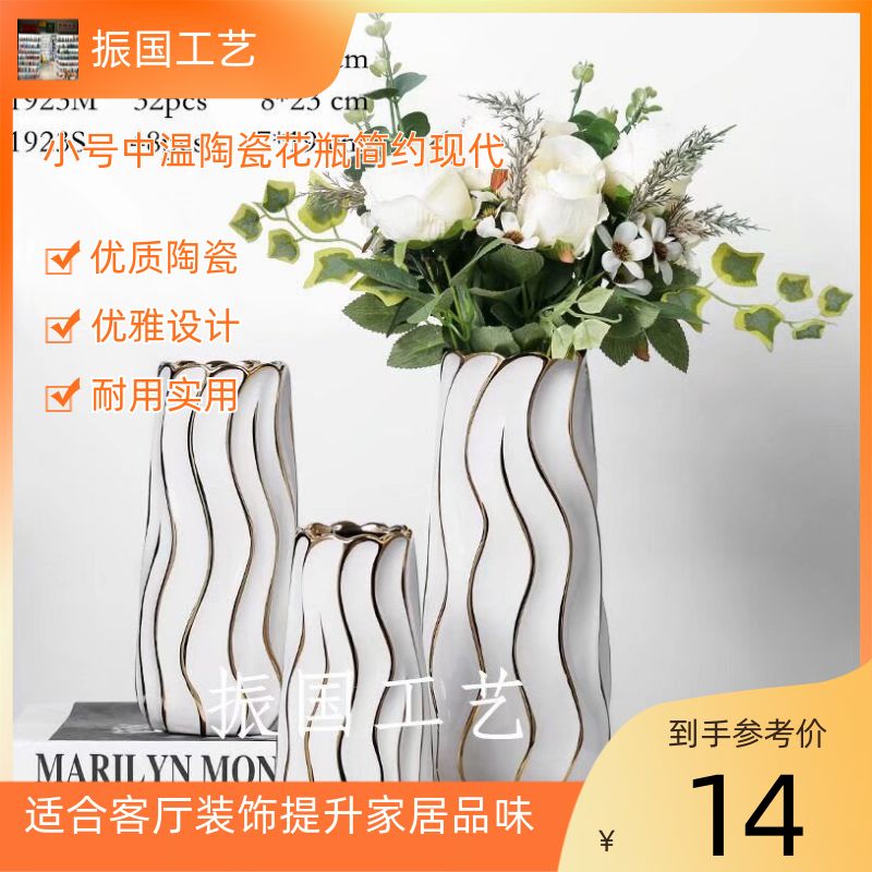 新品上市！小号中温陶瓷花瓶，简约现代风格，客厅插花水养水培，家居装饰品，如果你不购买，可能会有遗憾！