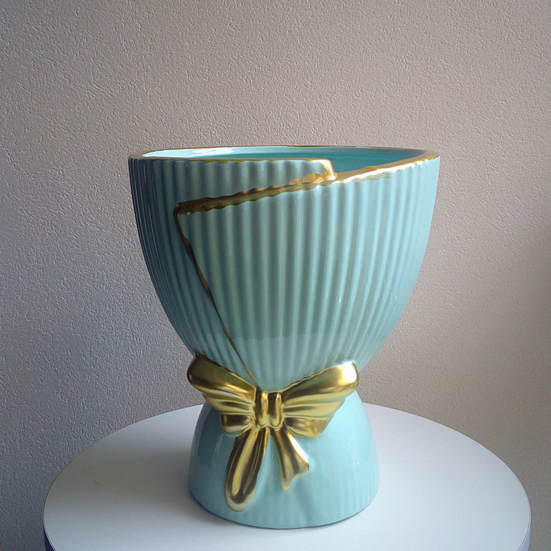 2025新款创意简约喜庆红色陶瓷花盆网红家居客厅桌摆装饰盆栽盆产品图