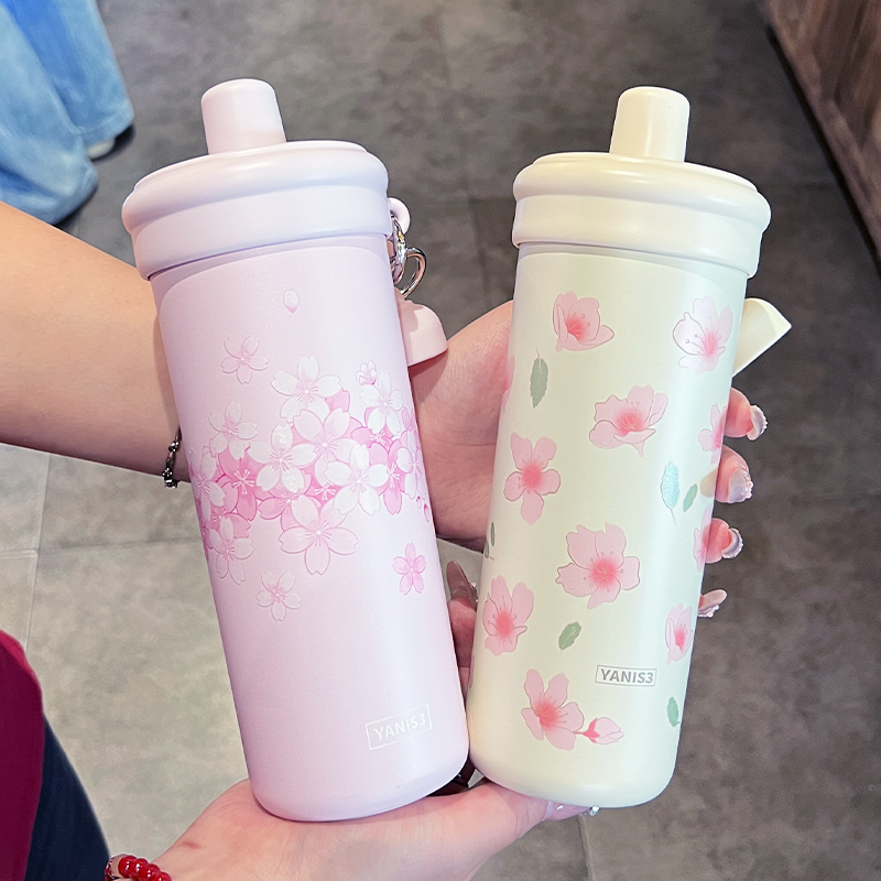 高颜值保温杯2025新款网红爆款女生水杯学生好看吸管杯316不锈钢