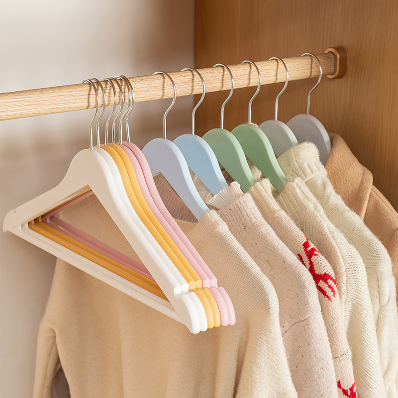 Wide-shoulder anti-slip clothes rack, thickened, traceless household clothes drying rack, plastic clothes hanger, no bag hanging, clothes drying support
