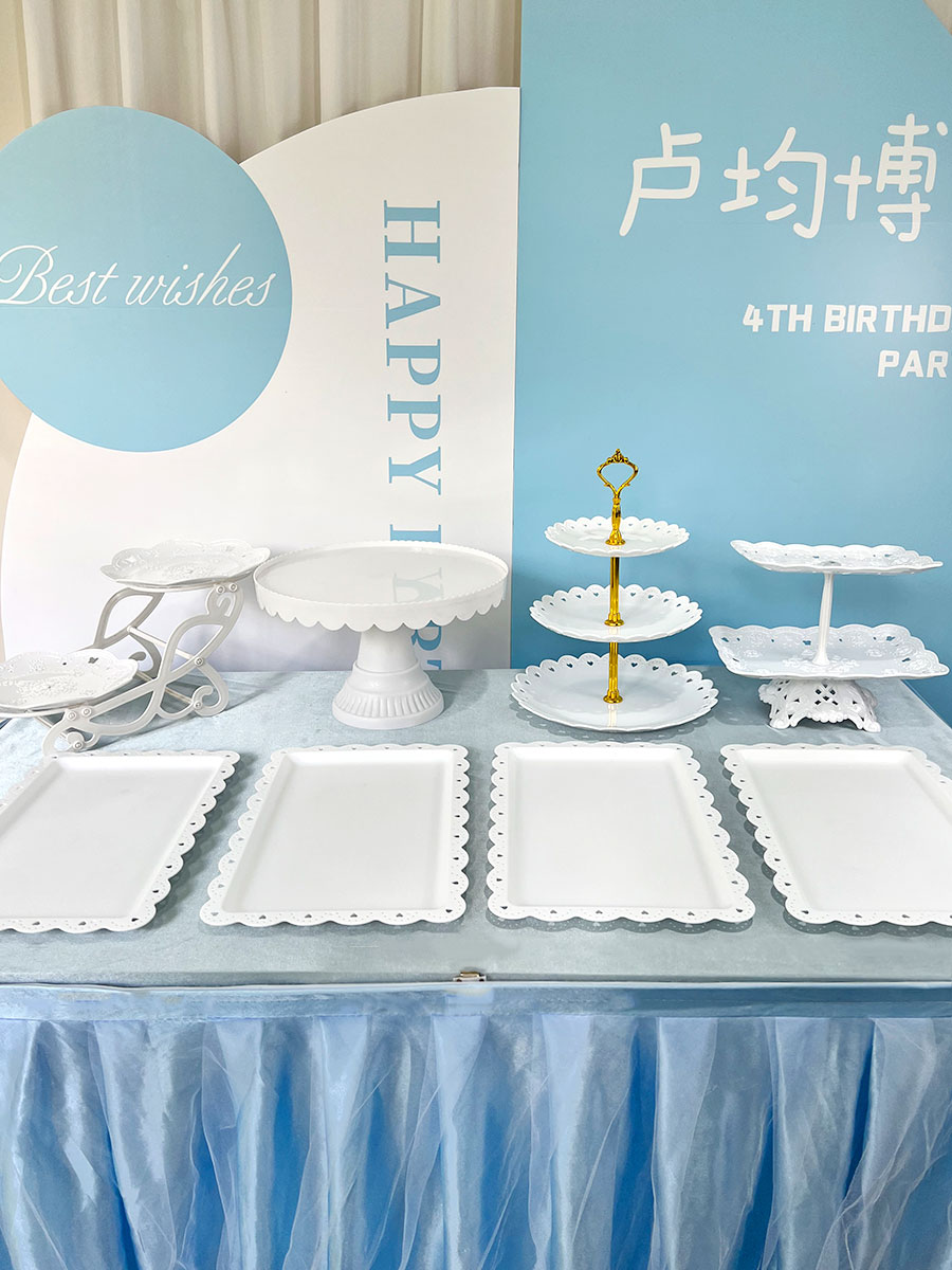 生日装饰摆件甜品台展示架欧式冷餐茶歇摆台塑料蛋糕点心托盘架子