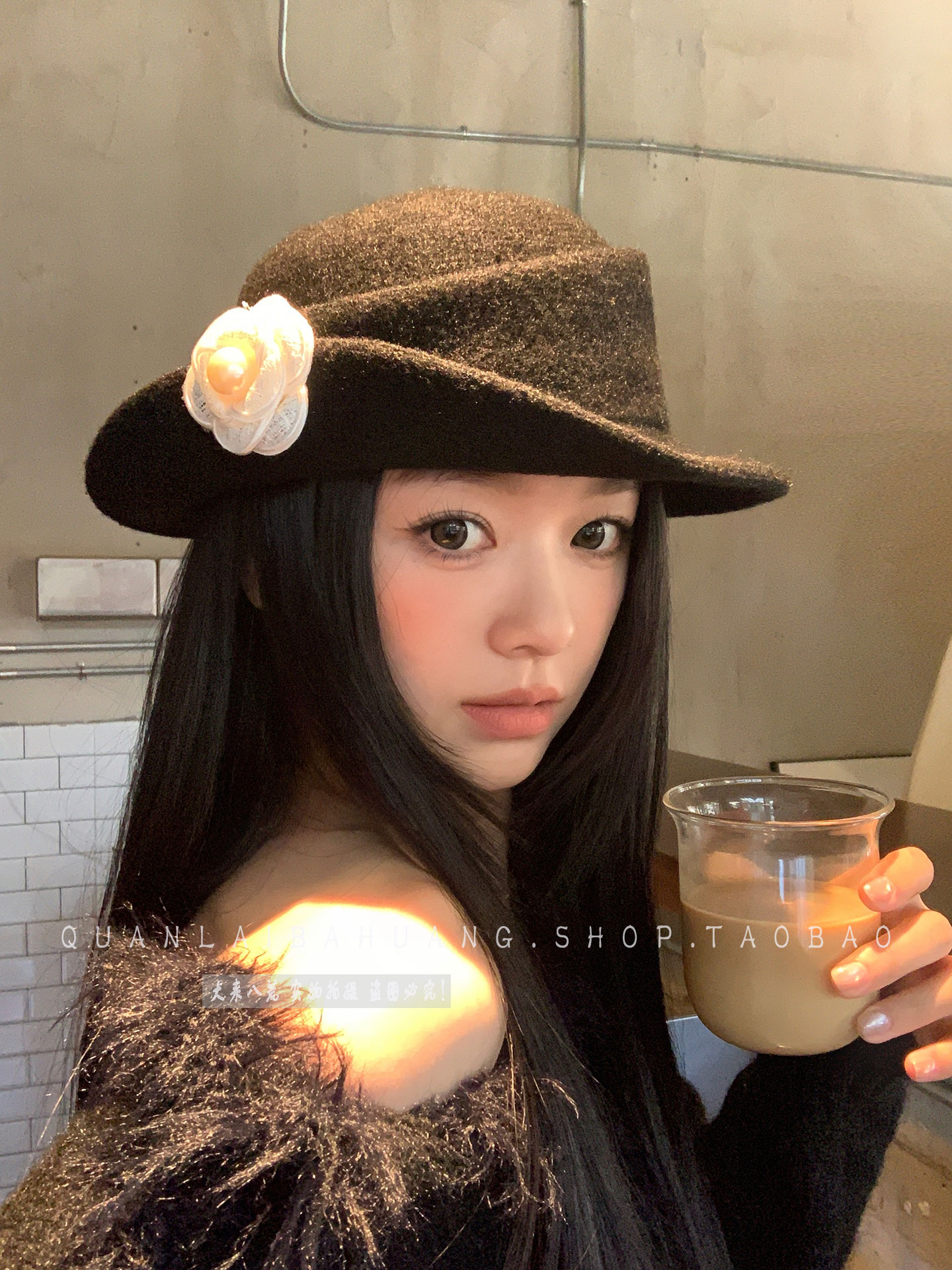赫本千金风法式优雅珍珠花礼帽女气质影楼渔夫帽子出片复古显脸小