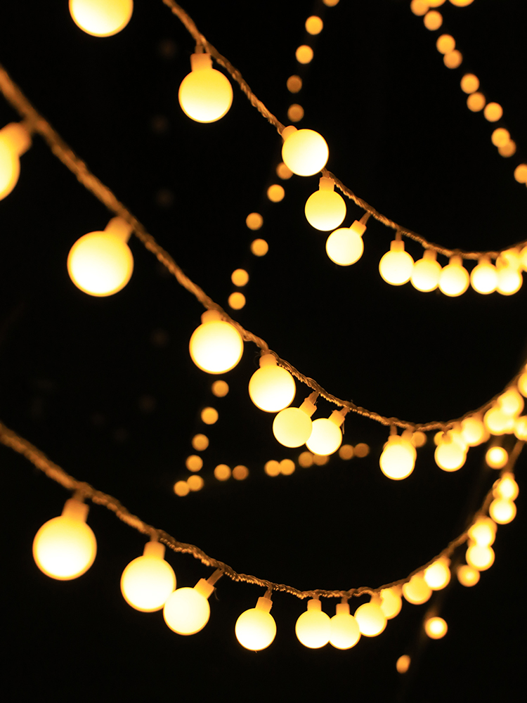 户外防水小灯串灯带露营装饰灯天幕帐篷氛围灯led圆球气泡摆摊灯