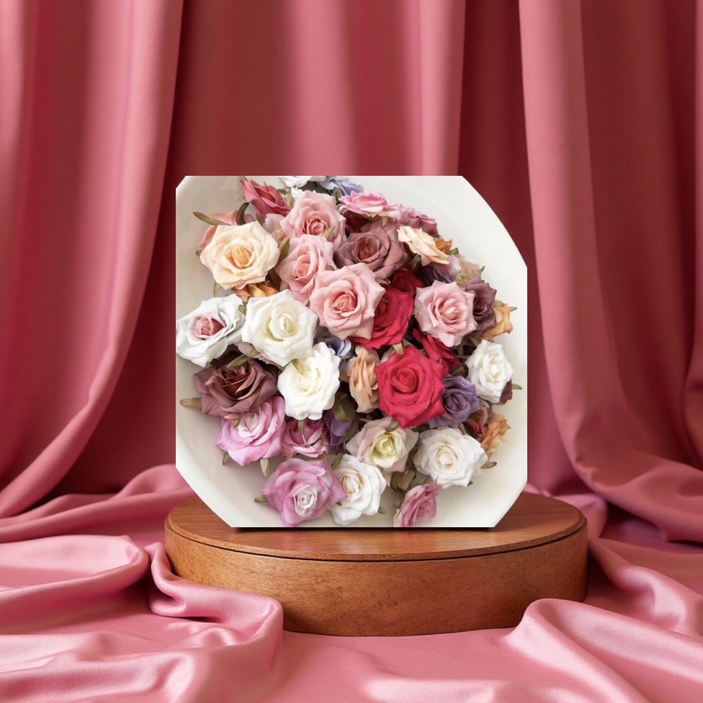 仿真花蔷薇花朵头饰配件diy手工材料胸花服装钻石玫瑰配件