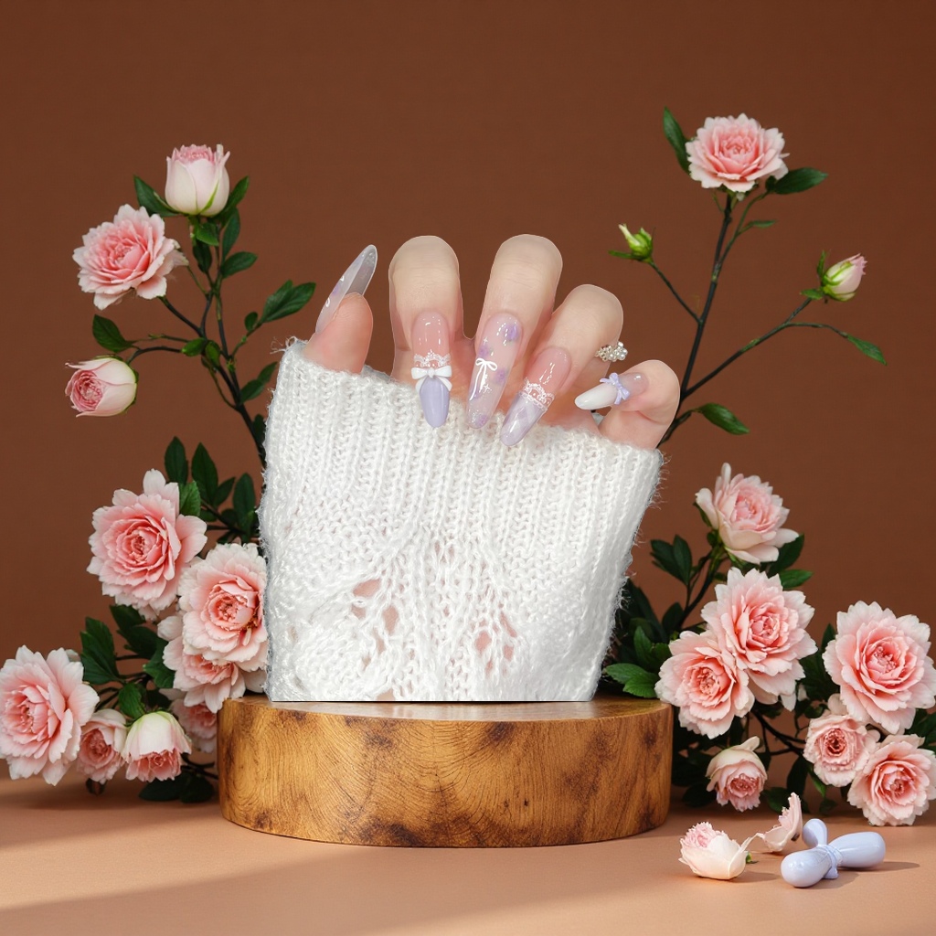 Handcrafted wearable nail art set, simple and exquisite, detachable nail pads