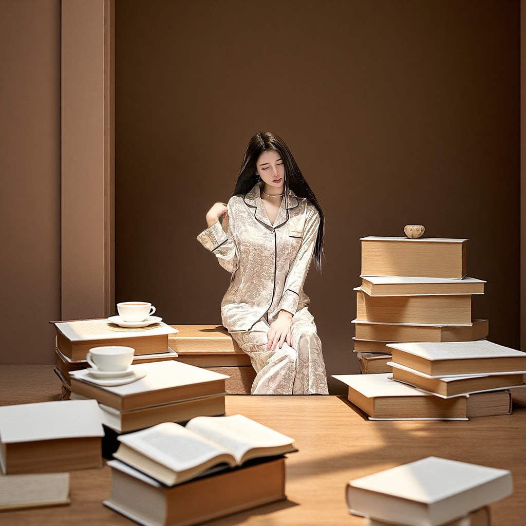 女士印花睡衣舒适透气家居服宽松慵懒风居家穿细节图
