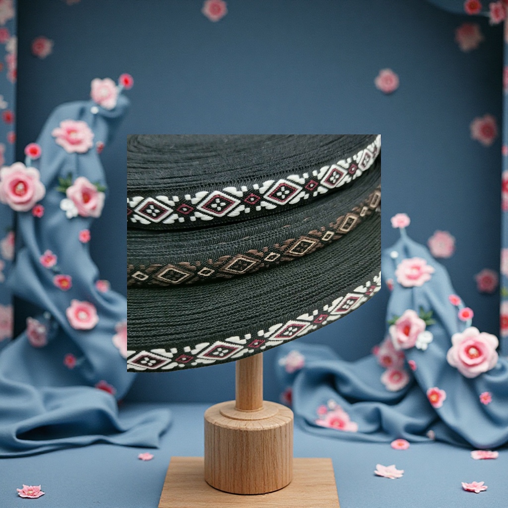 渐变葱粉纱带编织带罗纹带书边带20mm宽 10米装