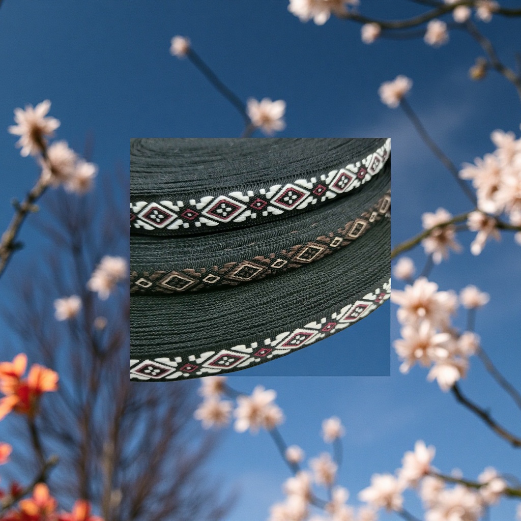 Gradient scallion powder yarn strap, woven strap, ribbed strap, book edge strap, 20mm wide, 10-meter set details Picture